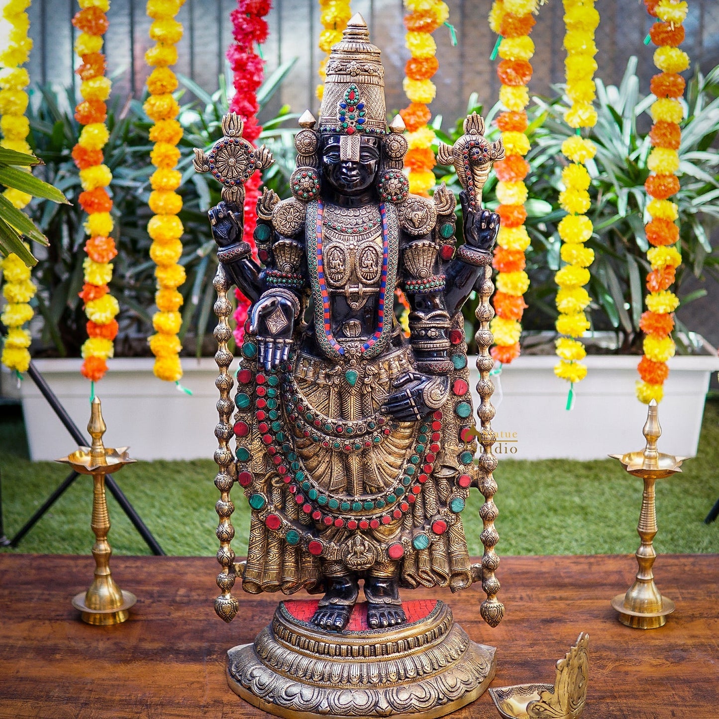 Brass Large Tirupati Balaji Statue Antique Religious Idol 3 Feet Decor