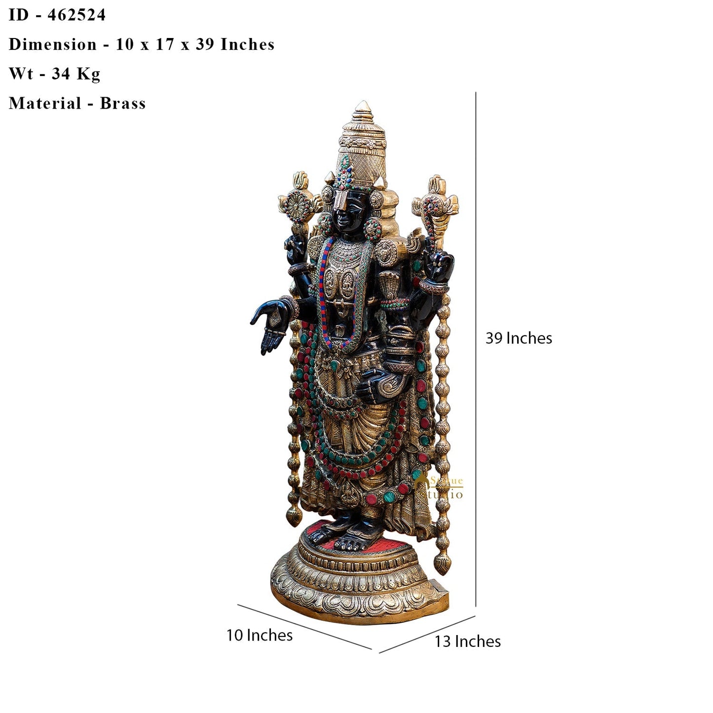 Brass Large Tirupati Balaji Statue Antique Religious Idol 3 Feet Decor