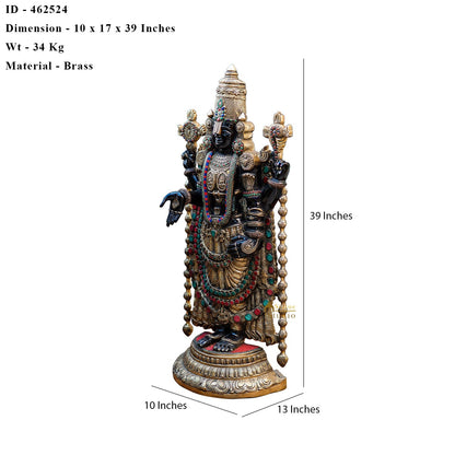 Brass Large Tirupati Balaji Statue Antique Religious Idol 3 Feet Decor by vendor-unknown - Gifting (View 5)