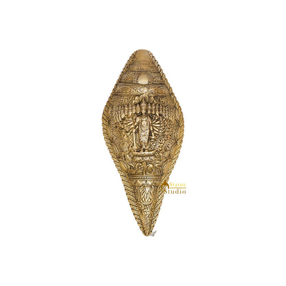 Brass Vishnu Virat Roop Vishwaroopam Engraved Shankh Showpiece Wall Hanging 10 Inch by vendor-unknown - Spiritual (View 2)