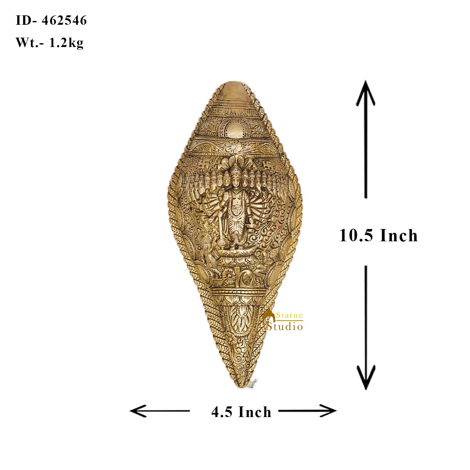 Brass Vishnu Virat Roop Vishwaroopam Engraved Shankh Showpiece Wall Hanging 10 Inch - Image 5