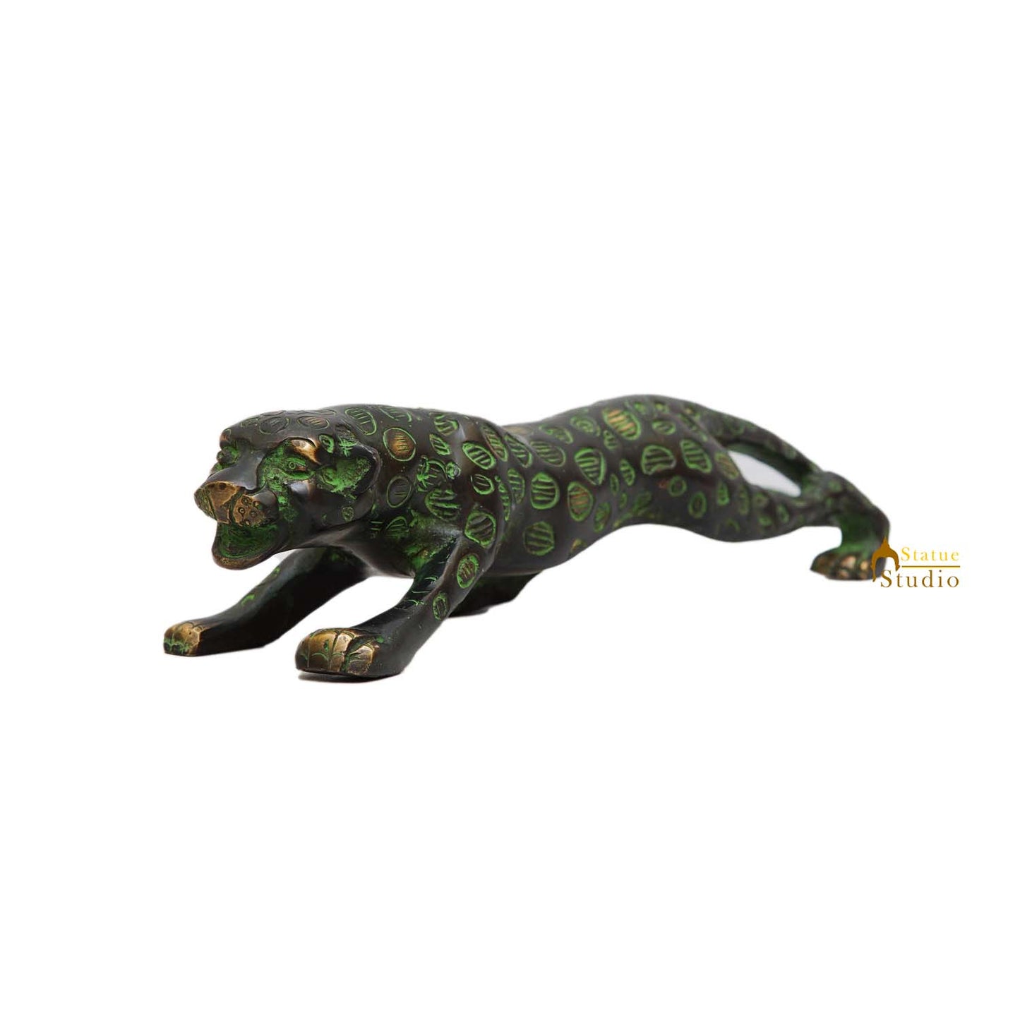 Brass Antique Leopard Decorative Showpiece For Home Room Table Decor 2"