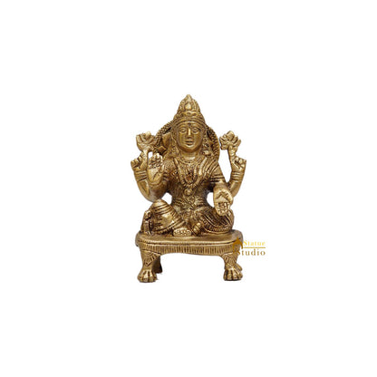 Brass Goddess Lakshmi Statue On Chowki 5 Inch by vendor-unknown - Hindu Gods (View 2)