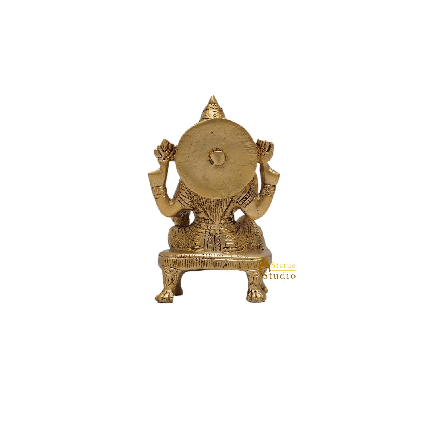 Brass Goddess Lakshmi Statue On Chowki 5 Inch - Image 4