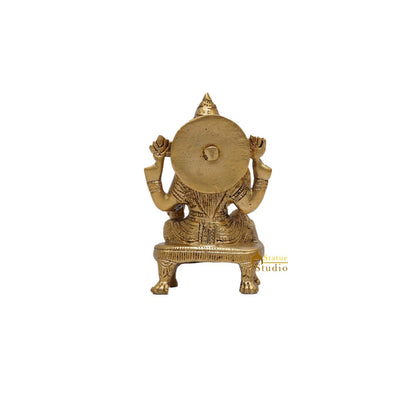 Brass Goddess Lakshmi Statue On Chowki 5 Inch by vendor-unknown - Hindu Gods (View 4)