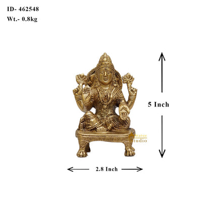 Brass Goddess Lakshmi Statue On Chowki 5 Inch by vendor-unknown - Hindu Gods (View 5)