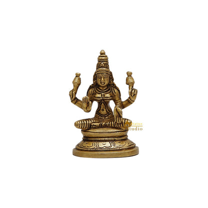 Brass Goddess Lakshmi Idol 3.5 Inch by vendor-unknown - Hindu Gods (View 2)