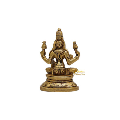 Brass Goddess Lakshmi Idol 3.5 Inch by vendor-unknown - Hindu Gods (View 4)