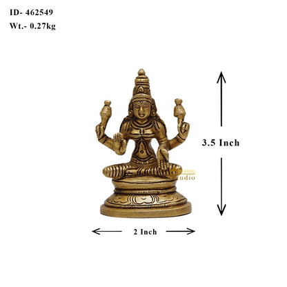 Brass Goddess Lakshmi Idol 3.5 Inch by vendor-unknown - Hindu Gods (View 5)