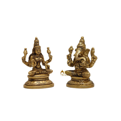 Brass Superfine Ganesha Lakshmi Idols 3.5 Inches by vendor-unknown - Hindu Gods (View 3)