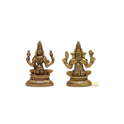 Brass Superfine Ganesha Lakshmi Idols 3.5 Inches by vendor-unknown - Hindu Gods (View 4)