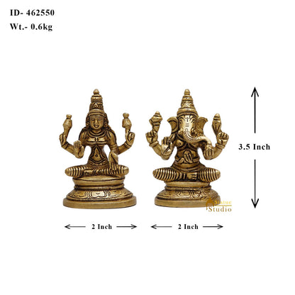 Brass Superfine Ganesha Lakshmi Idols 3.5 Inches by vendor-unknown - Hindu Gods (View 5)