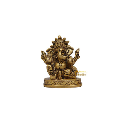 Brass Small Ganesha Statue 3 Inch by vendor-unknown - Hindu Gods (View 2)