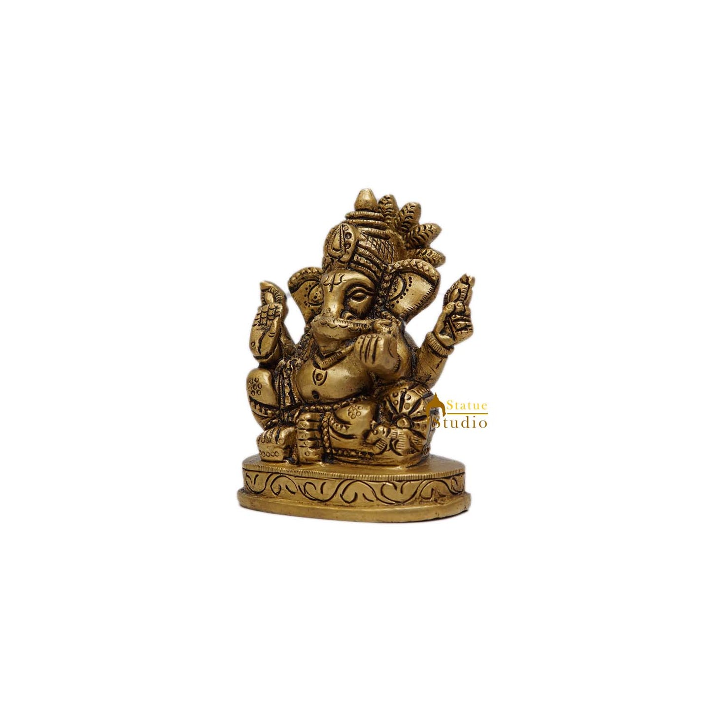 Brass Small Ganesha Statue 3 Inch