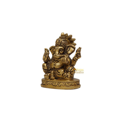 Brass Small Ganesha Statue 3 Inch by vendor-unknown - Hindu Gods (View 3)
