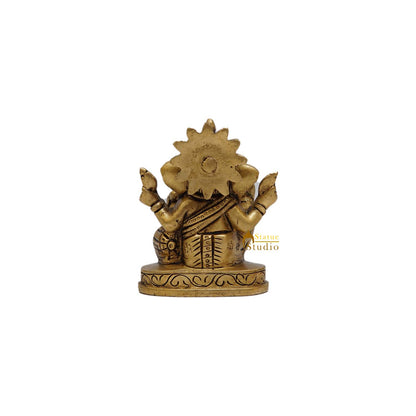 Brass Small Ganesha Statue 3 Inch by vendor-unknown - Hindu Gods (View 4)
