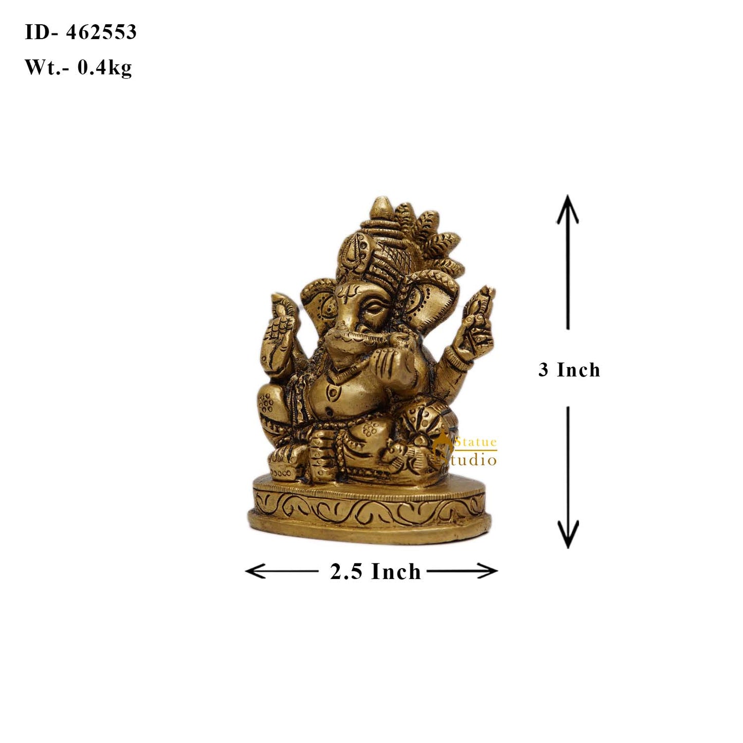 Brass Small Ganesha Statue 3 Inch