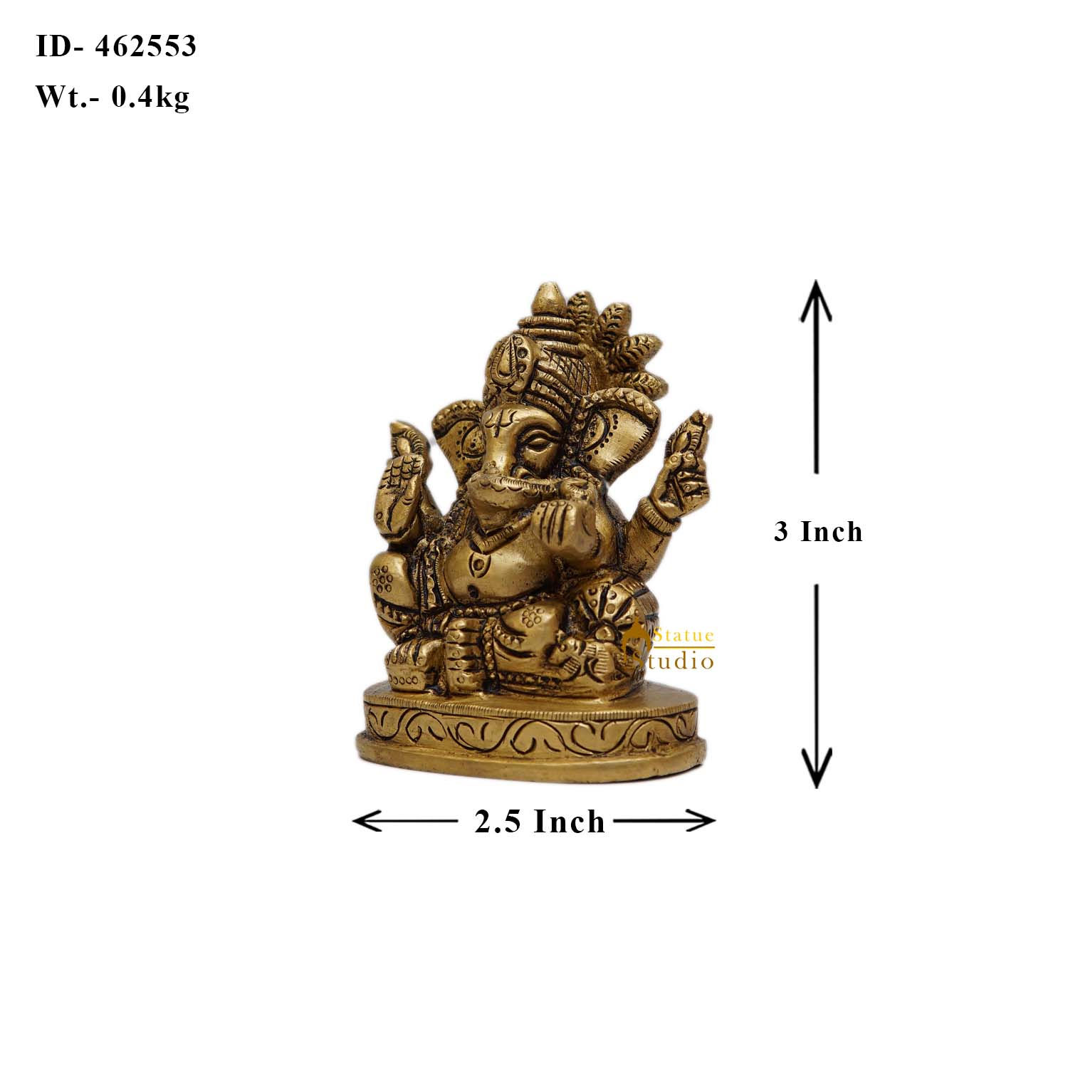 Brass Small Ganesha Statue 3 Inch - Image 5