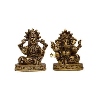 Brass Ganesha Lakshmi Idols 3 Inches by vendor-unknown - Hindu Gods (View 2)