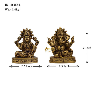 Brass Ganesha Lakshmi Idols 3 Inches by vendor-unknown - Hindu Gods (View 5)