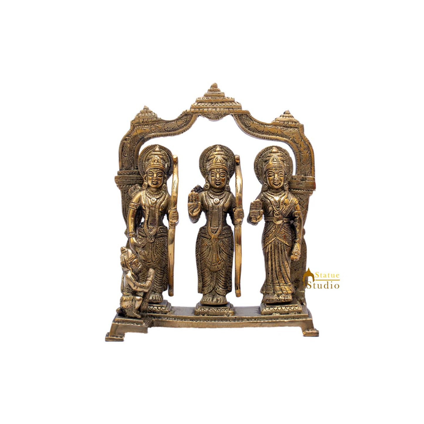 Brass Antique Ram Darbar Statue Rama Family Idol Home Religious Decor 7"