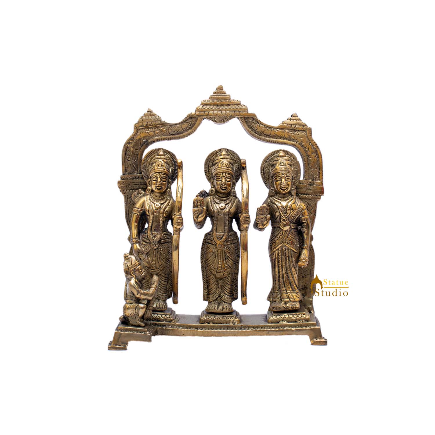 Brass Antique Ram Darbar Statue Rama Family Idol Home Religious Decor 7" - Image 5