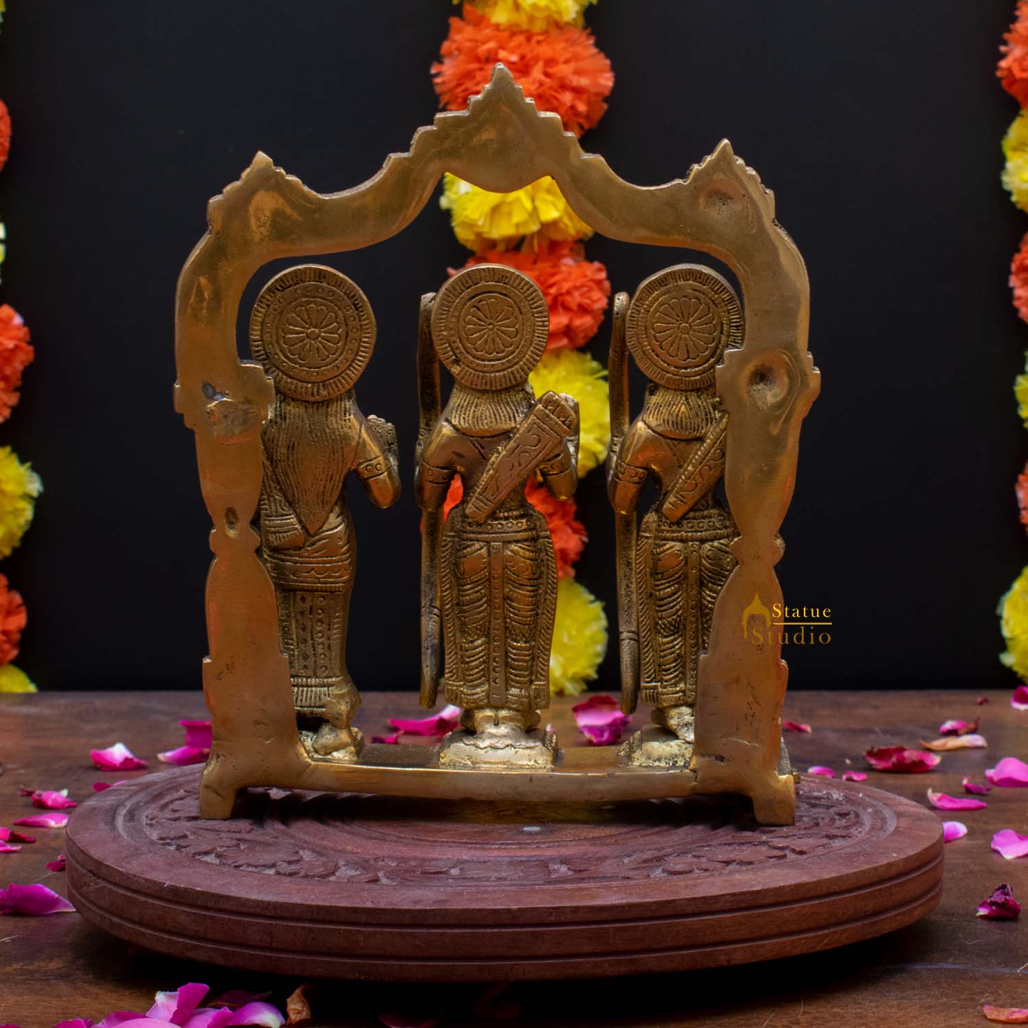 Brass Antique Ram Darbar Statue Rama Family Idol Home Religious Decor 7" - Image 4