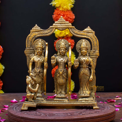 Brass Antique Ram Darbar Statue Rama Family Idol Home Religious Decor 7" by vendor-unknown - Hindu Gods
