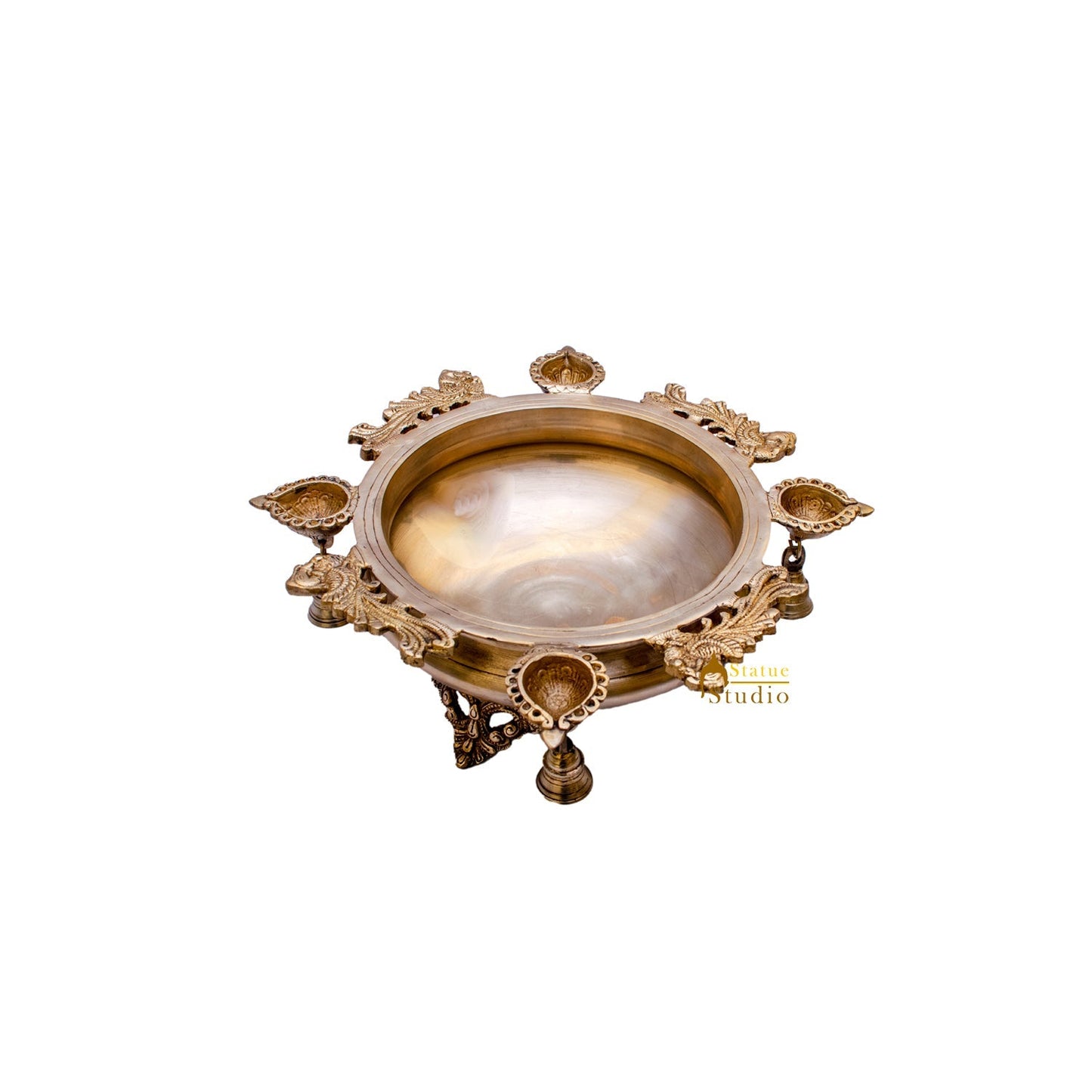 Brass Designer South Indian Urli For Home Garden Office Decor Gift 5"