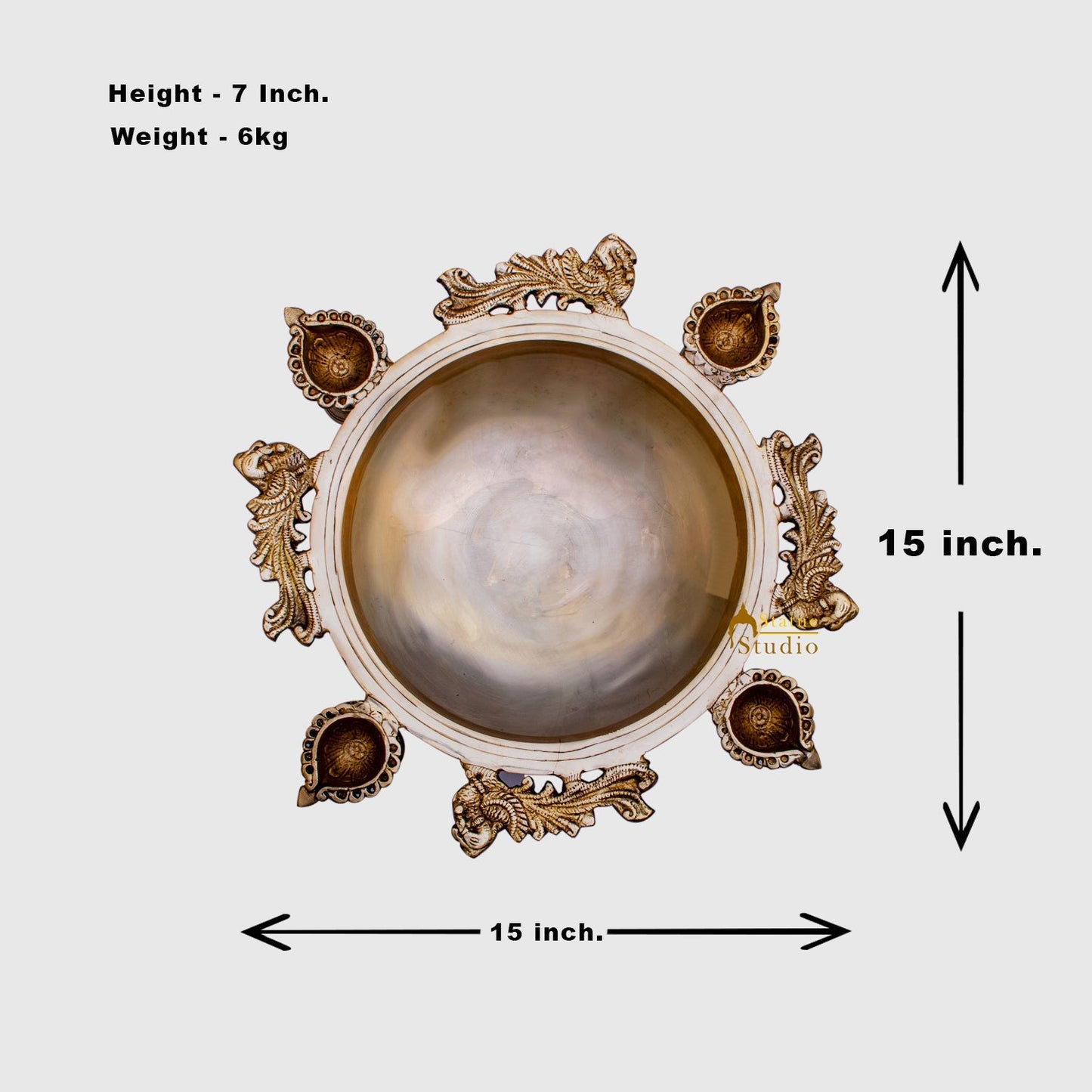 Brass Designer South Indian Urli For Home Garden Office Decor Gift 5"