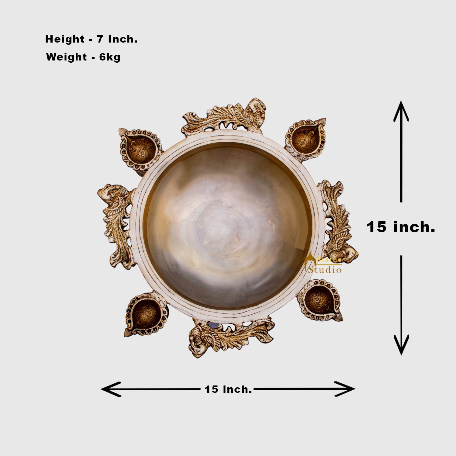 Brass Designer South Indian Urli For Home Garden Office Decor Gift 5" - Image 7