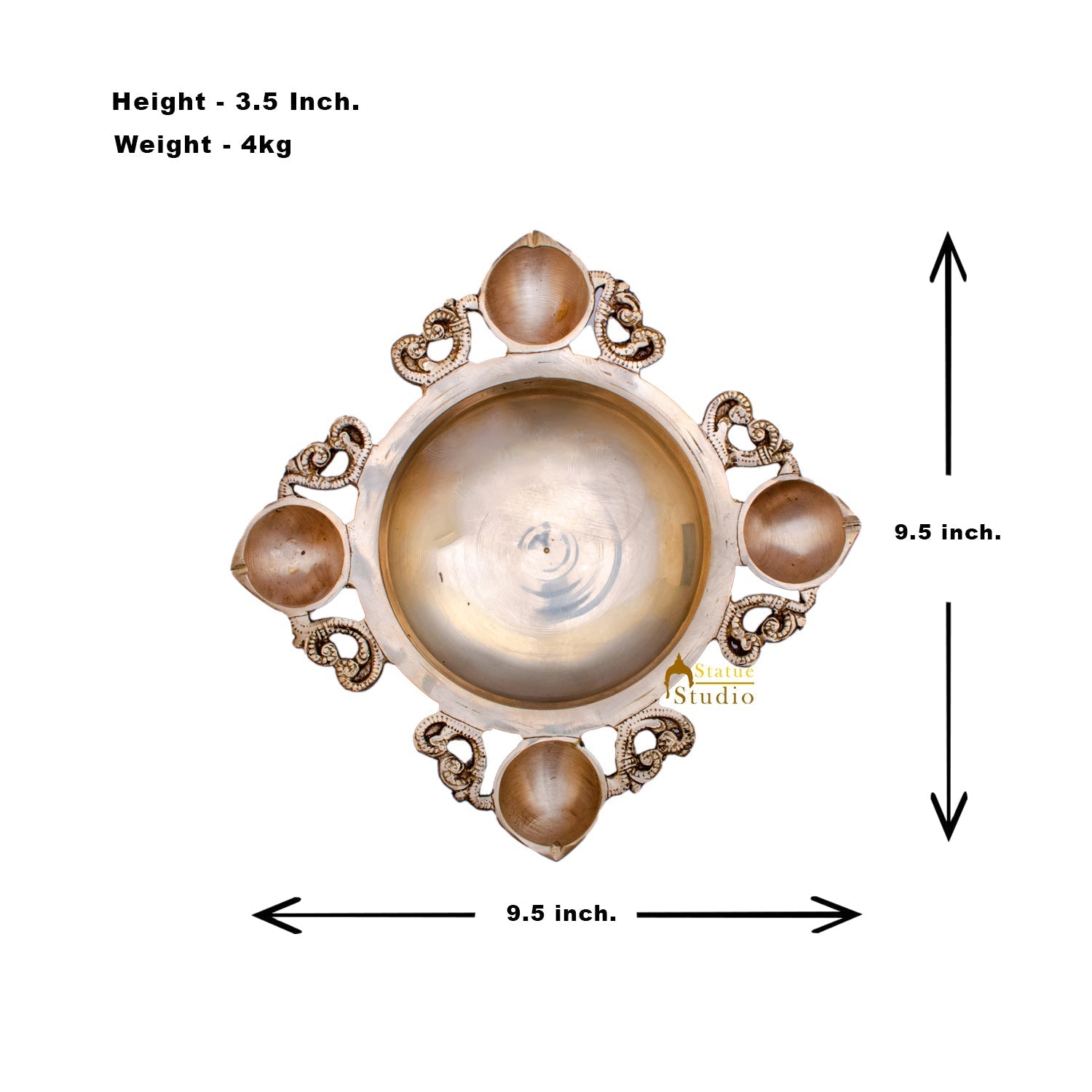 Brass Designer South Indian Urli For Home Garden Office Decor Gift 3" - Image 7