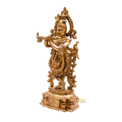 Brass Lord Krishna Statue Idol Showpiece For Home Pooja Decor Gift 15" by vendor-unknown - Hindu Gods (View 4)