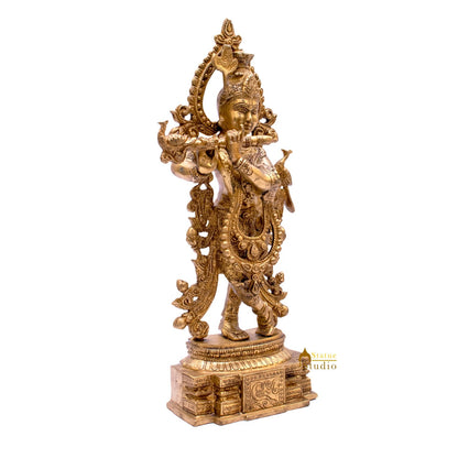 Brass Lord Krishna Statue Idol Showpiece For Home Pooja Decor Gift 15" by vendor-unknown - Hindu Gods (View 5)