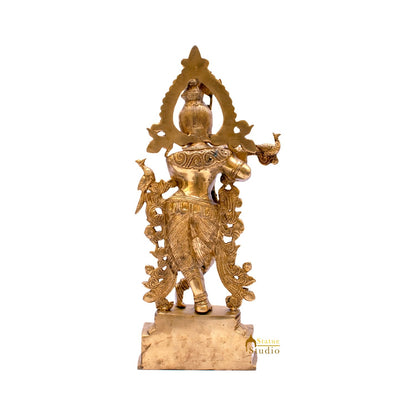 Brass Lord Krishna Statue Idol Showpiece For Home Pooja Decor Gift 15" by vendor-unknown - Hindu Gods (View 6)