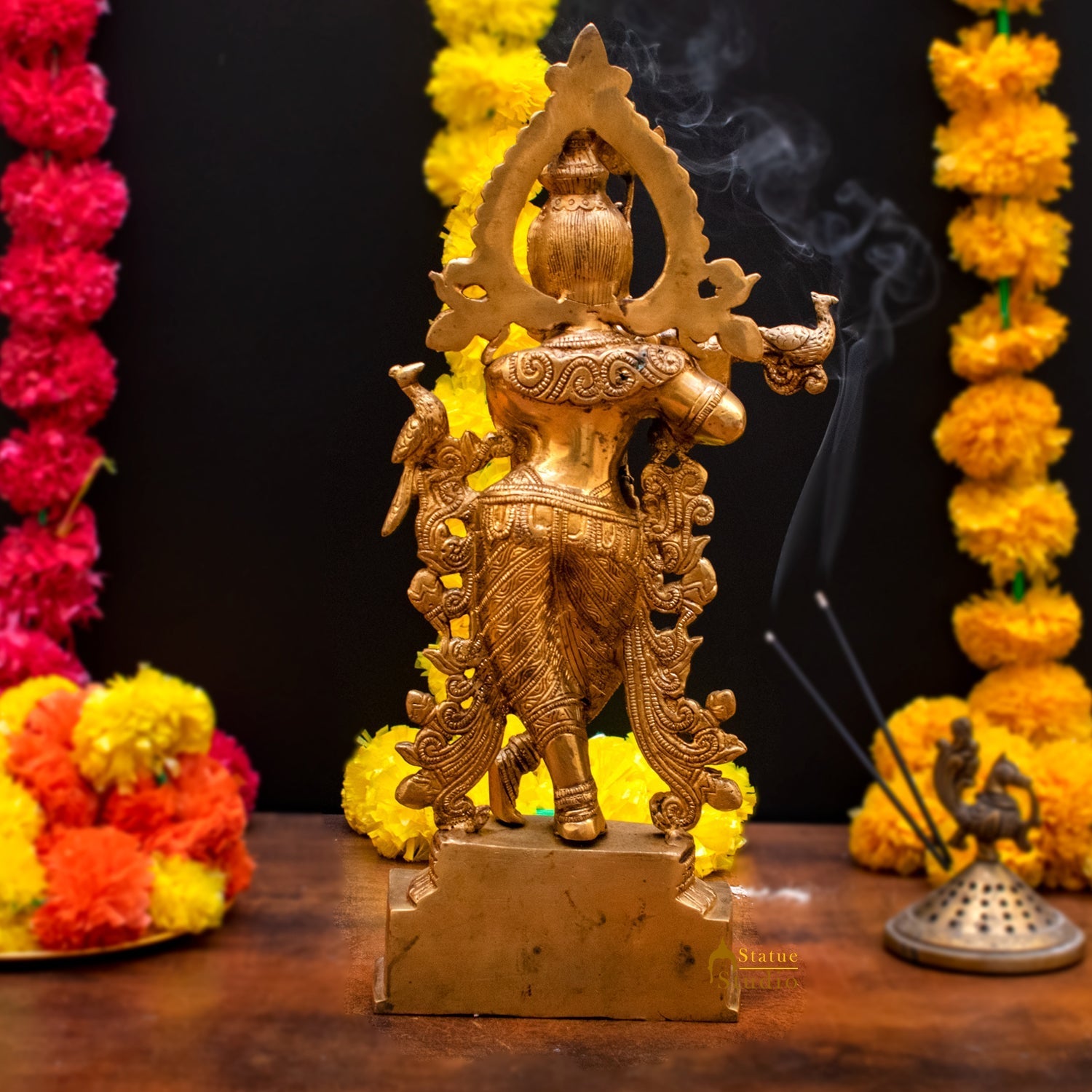 Brass Lord Krishna Statue Idol Showpiece For Home Pooja Decor Gift 15" - Image 7