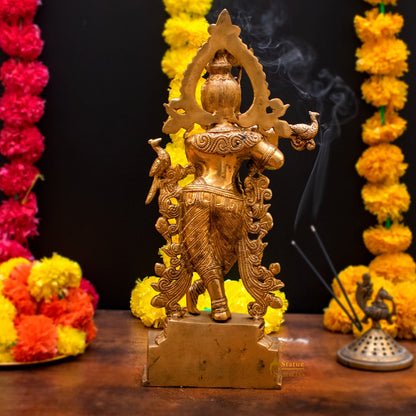 Brass Lord Krishna Statue Idol Showpiece For Home Pooja Decor Gift 15" by vendor-unknown - Hindu Gods (View 7)