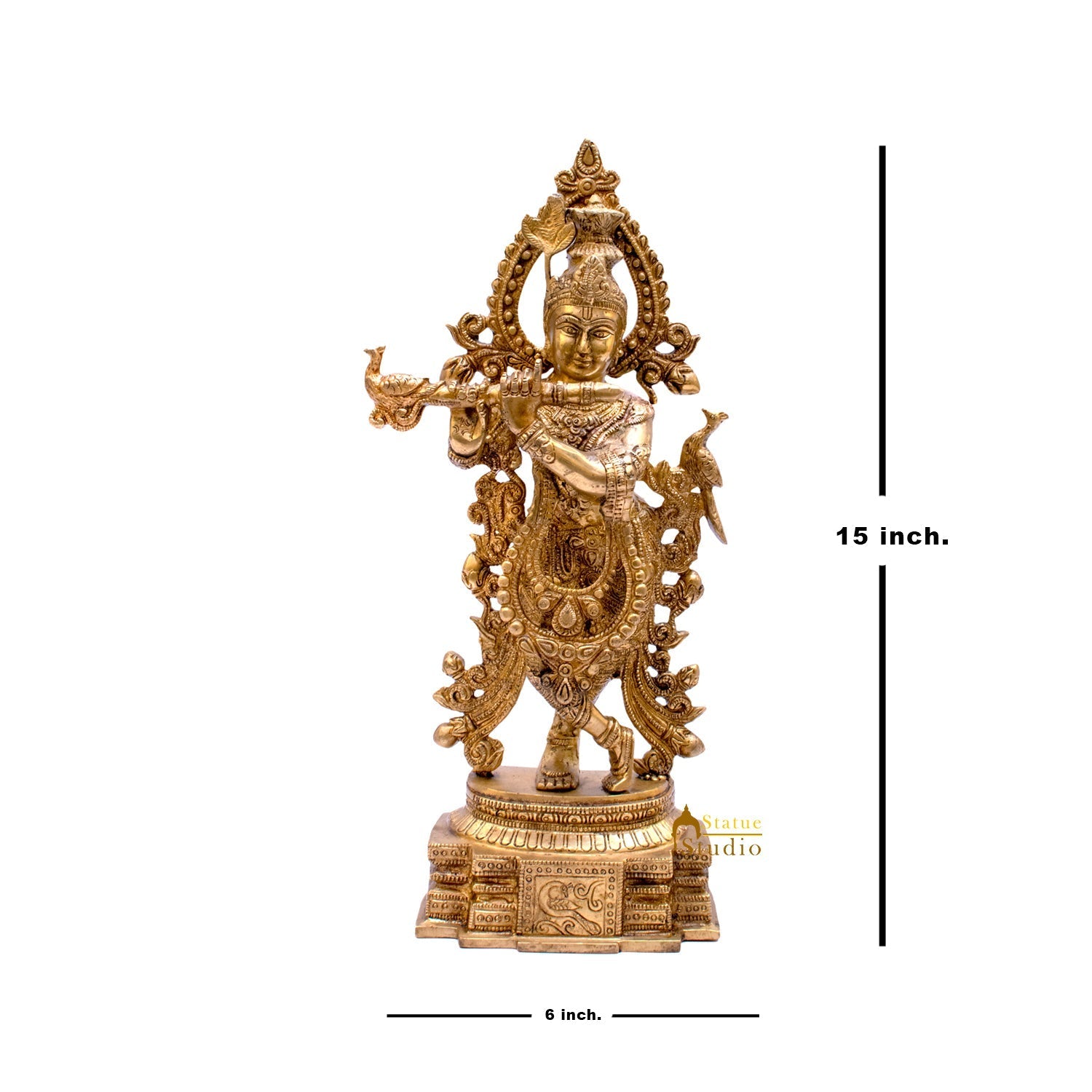Brass Lord Krishna Statue Idol Showpiece For Home Pooja Decor Gift 15" - Image 8