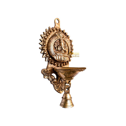 Brass Ganesha Diya Lamp Wall Hanging For Home Temple Decor 9 Inch by vendor-unknown - Spiritual (View 5)