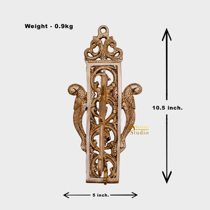 Brass Peacock Design Wall Hanging Decor 10.5 Inch by vendor-unknown - Decor (View 8)