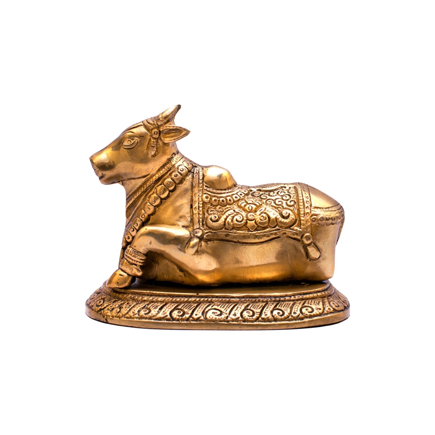 Brass Nandi Statue Idol Home Pooja Room Decor Lucky Gift 5" - Image 5