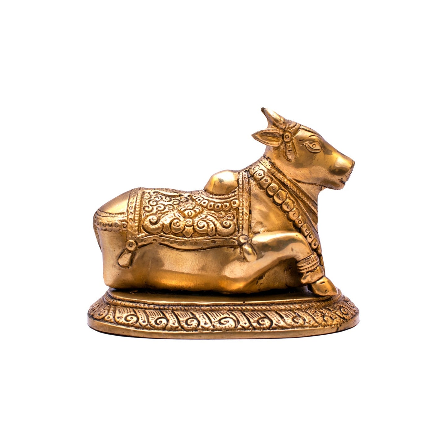 Brass Nandi Statue Idol Home Pooja Room Decor Lucky Gift 5"