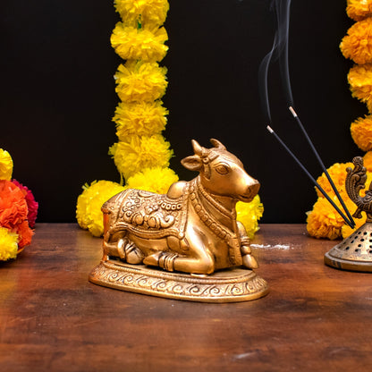 Brass Nandi Statue Idol Home Pooja Room Decor Lucky Gift 5" by vendor-unknown - Spiritual (View 4)