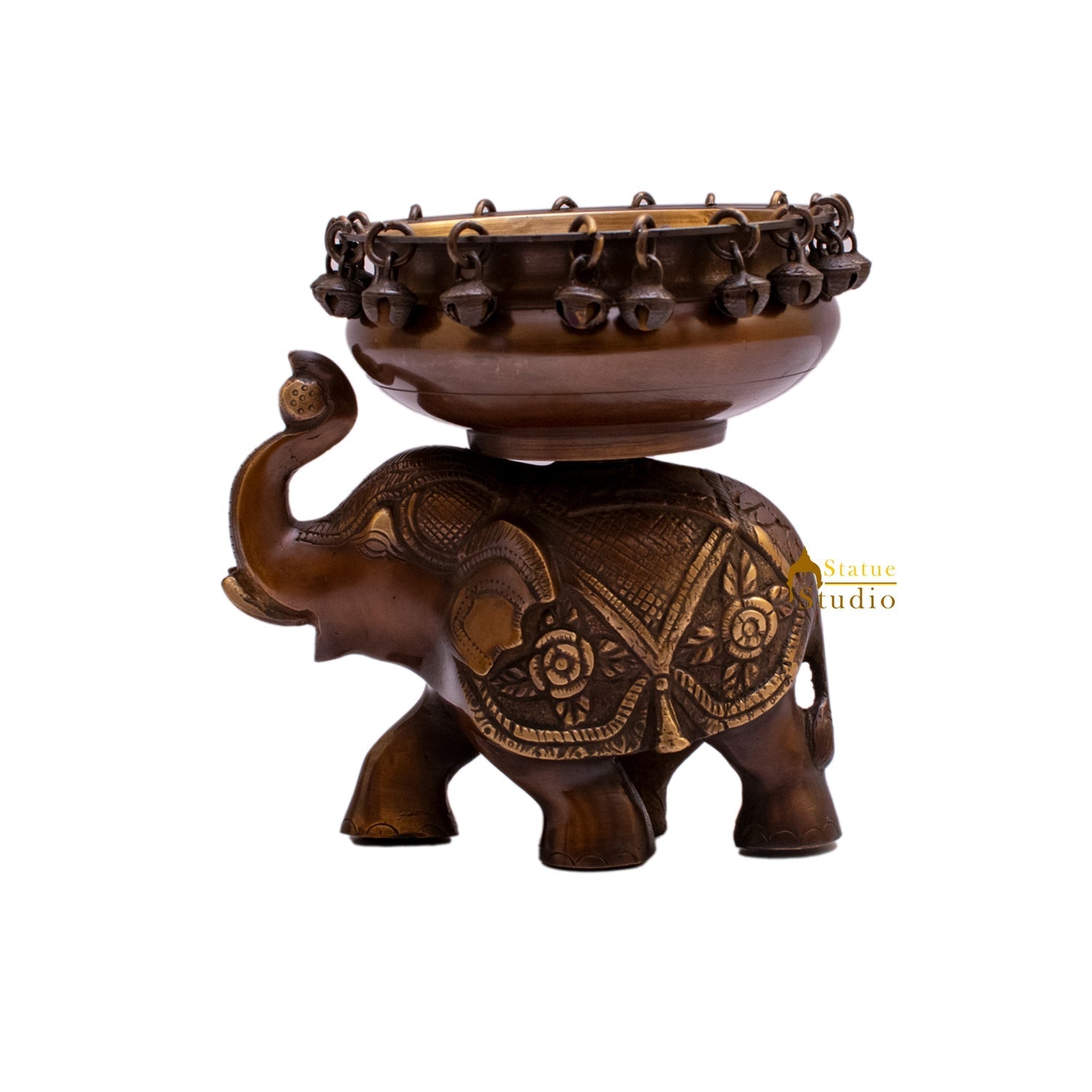 Brass Elephant South Indian Urli For Home Garden Office Decor Gift 7" - Image 5