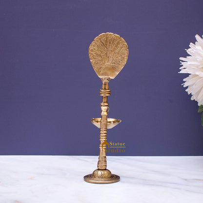 Brass Peacock Diya Lamp For Home Temple Decor 9 Inch by vendor-unknown - Spiritual (View 5)