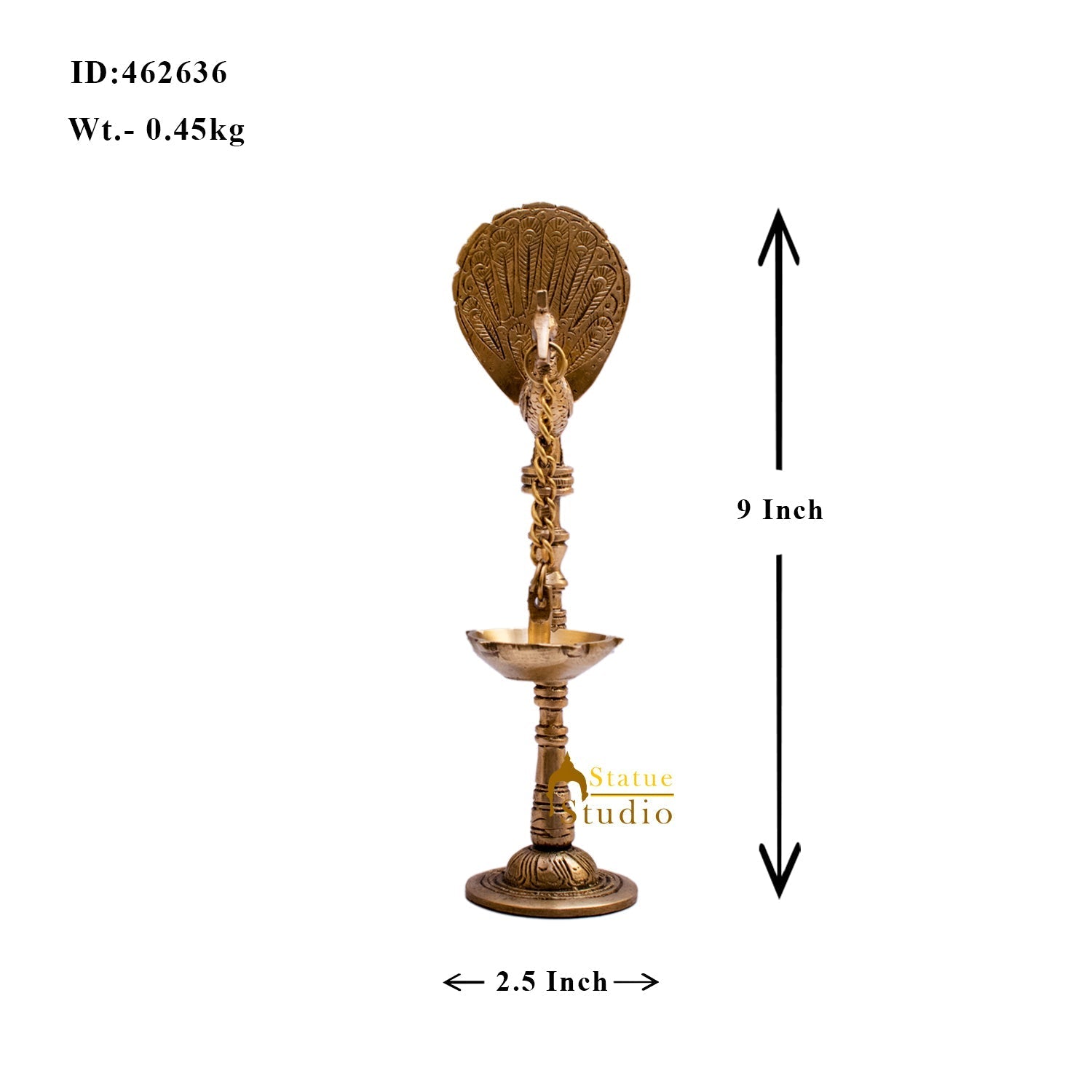 Brass Peacock Diya Lamp For Home Temple Decor 9 Inch - Image 9