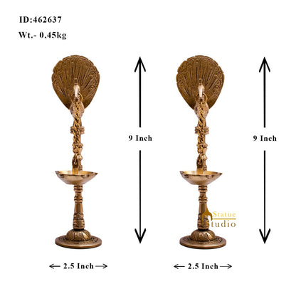 Brass Peacock Pair Diya Lamp For Home Temple Decor 9 Inch by vendor-unknown - Spiritual (View 6)