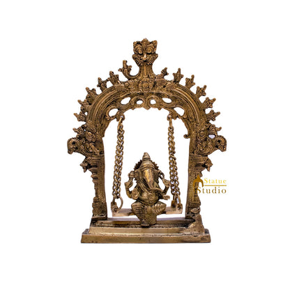Brass Ganesha Idol On Swing Statue 10 Inch by vendor-unknown - Hindu Gods (View 6)