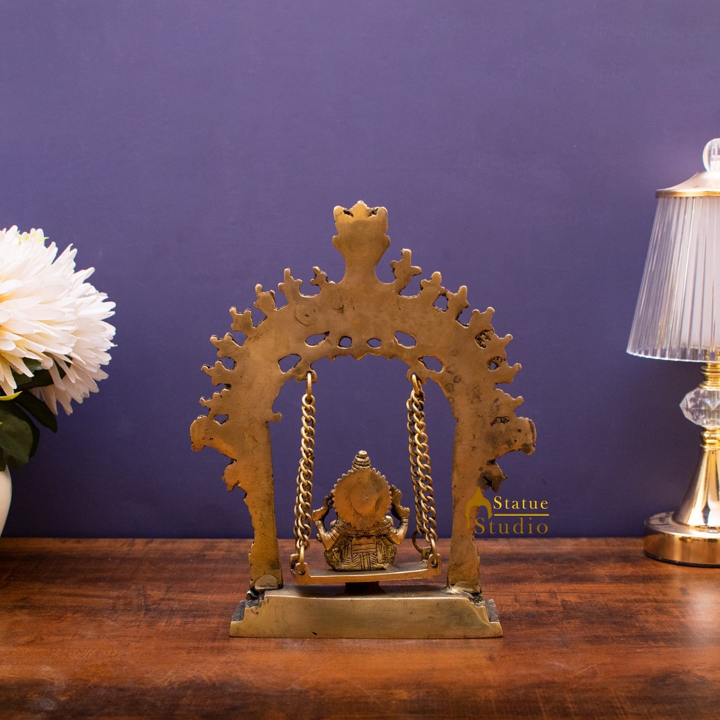 Brass Ganesha Idol On Swing Statue 10 Inch