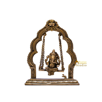 Brass Ganesha Idol On Swing Statue 9 Inch by vendor-unknown - Hindu Gods (View 6)